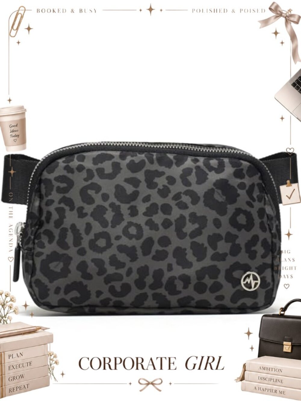 1L Belt Bag Crossbody Fanny Pack Adjustable Strap Nylon Water Resistant